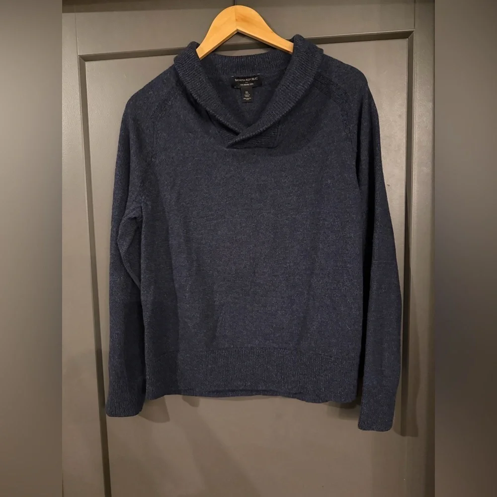 NWOT Men's Banana Republic Shawl Collar Blue Sweater size XL